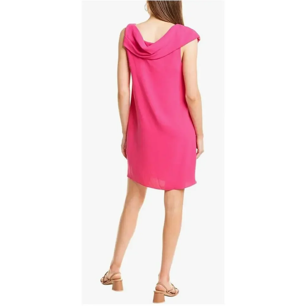 Trina Turk Womens Draped Back Dress Size 6 Faye Fuchsia Pink